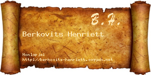 Berkovits Henriett névjegykártya